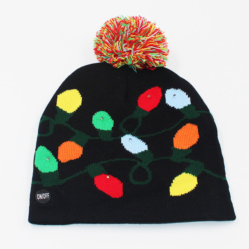 Holiday Party Christmas LED Luminous Knitted Jacquard Knitted Hat