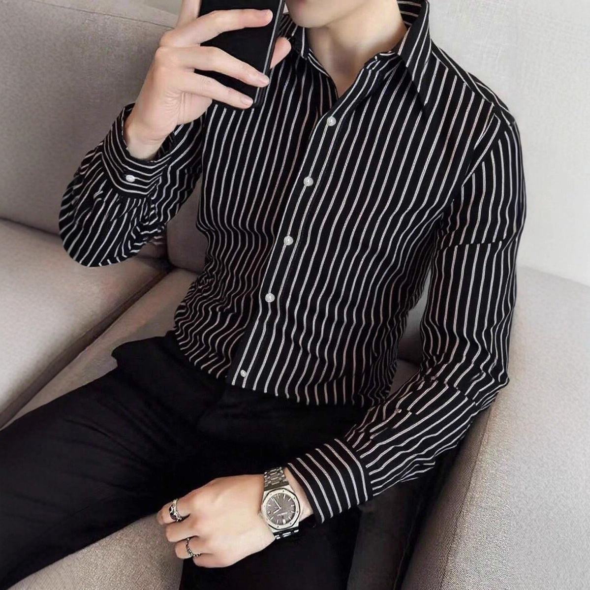 Men's Casual Simple And Fashionable Long-sleeved Shirt