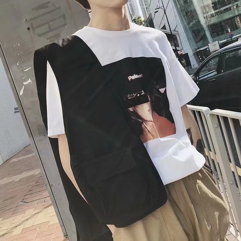 Tooling Style Men's Collarless Vest Casual Loose Vest