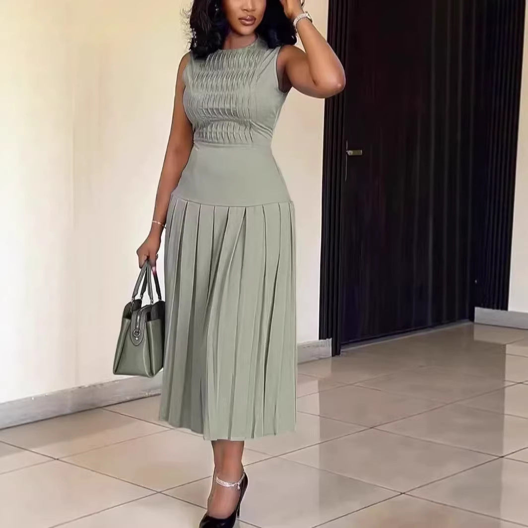 Fashionable Slim-fit Solid-color Dress For Women