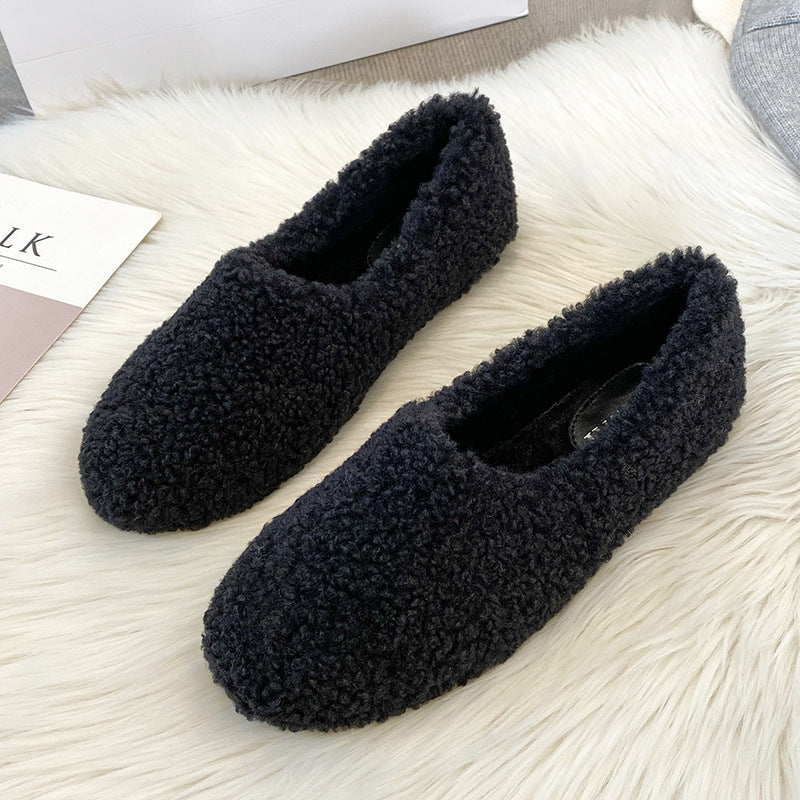 Women's Versatile Casual Padded Lambswool Flat Shoes