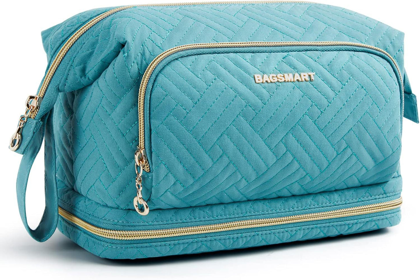 Large Wide-opening Quilted Makeup Bag