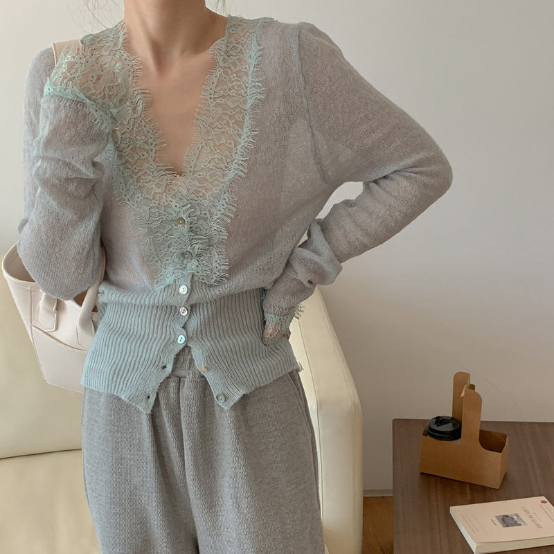 Spring New Arrival Lace Sophisticated Knit Top With A Luxe Texture