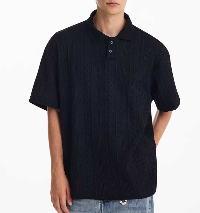 Men's Heavy Texture Knitted Polo Shirt