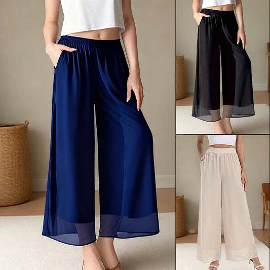 Casual Chiffon Wide-leg Pants A Trendy Loose-fitting Must-have Style For Laid-back Looks