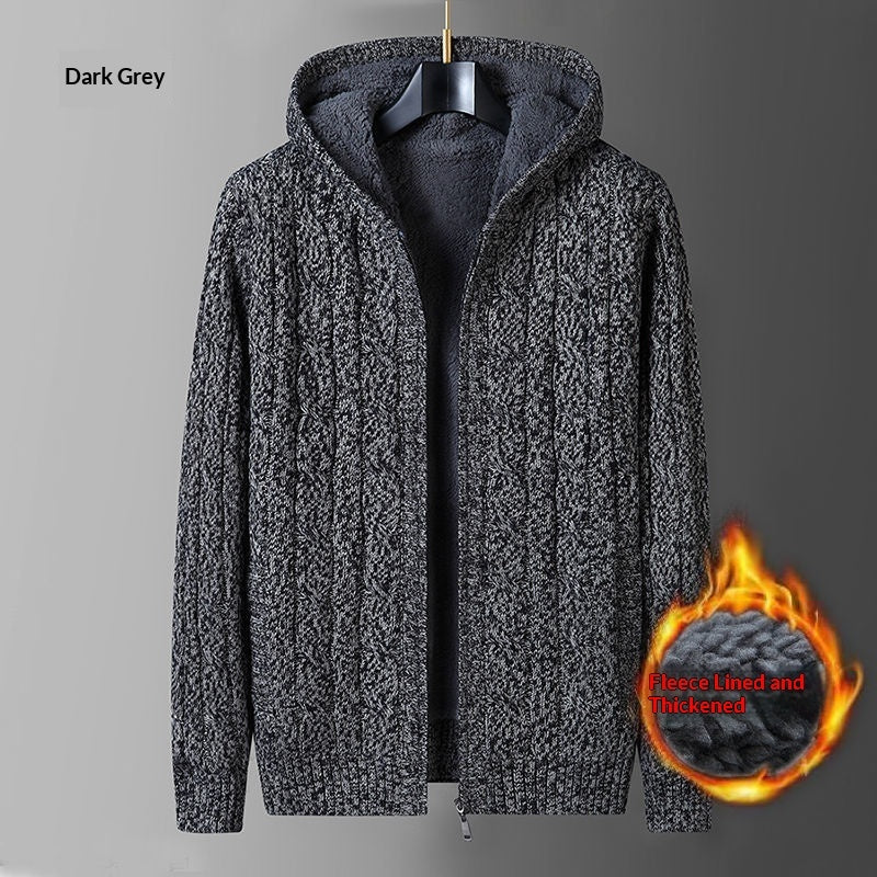 Loose Hooded Knit Men's Sweater Coat