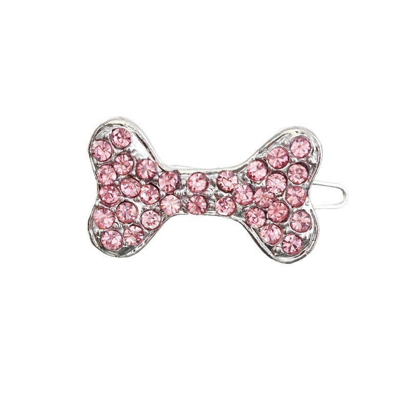 Versatile Rhinestone Dog Bone Hair Clip