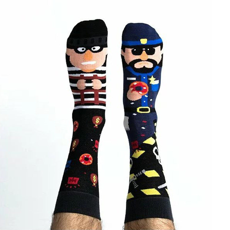 Mandarin Duck  Asymmetric Ab Socks Mid Tube Jacquard