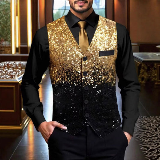 Gradient Sequin Men's Suit Vest