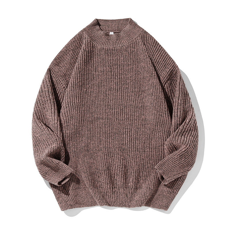 Retro Thick Needle Mock Neck Sweater Autumn And Winter Texture Texture Hemp Dot Jacquard Thickened