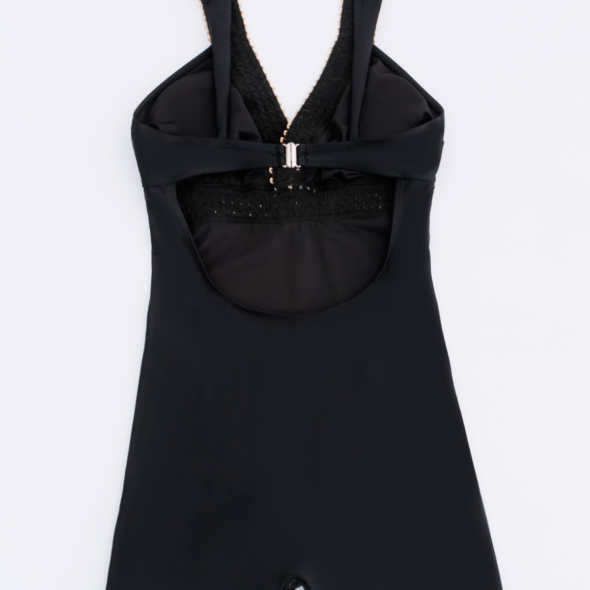 Sexy Solid-Color High-Cut Backless One-Piece Swimsuit With A Deep V-Neck