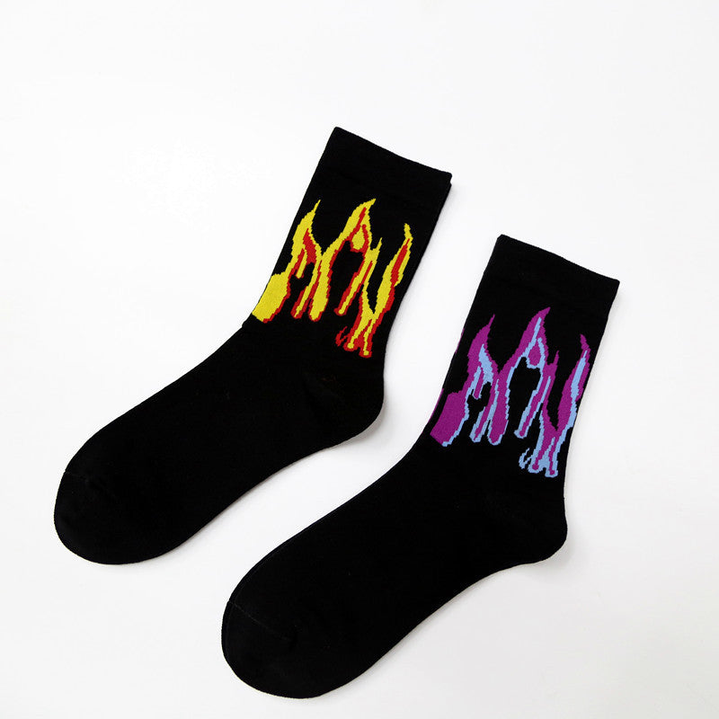 Fashion Purple Flame Cotton Mid-calf Length Socks