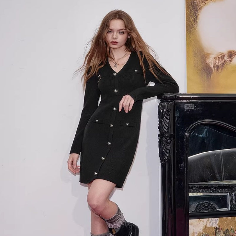 Slimming And Sweet V-Neck Bodycon Dress For Women