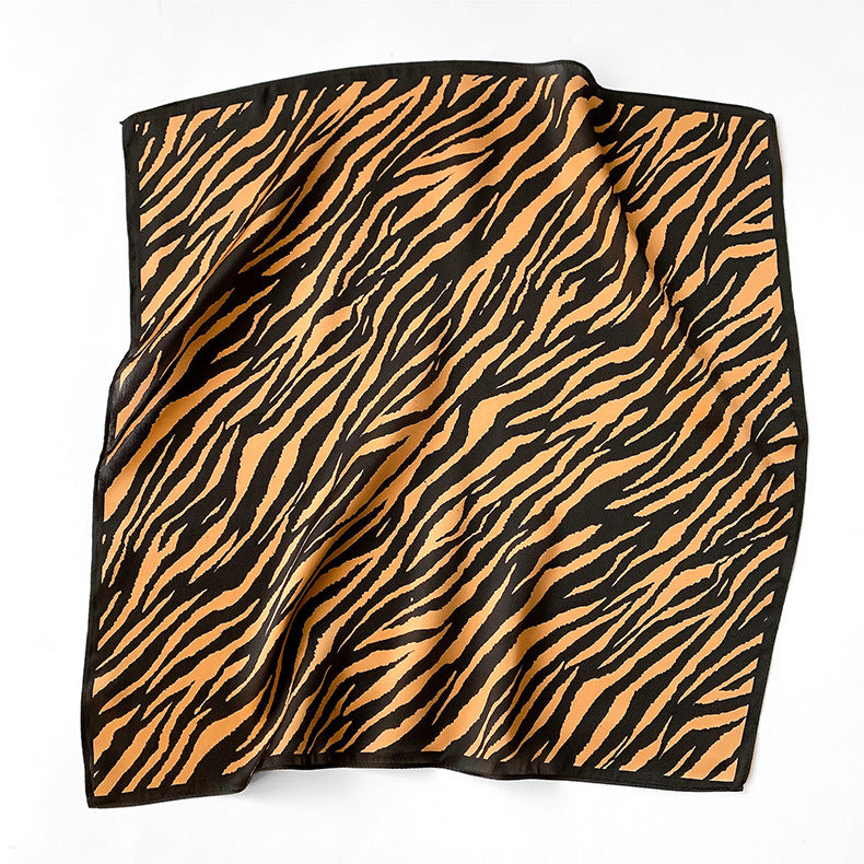 Silk Small Square Scarf Female Striped 53cm Silkworm Decorative