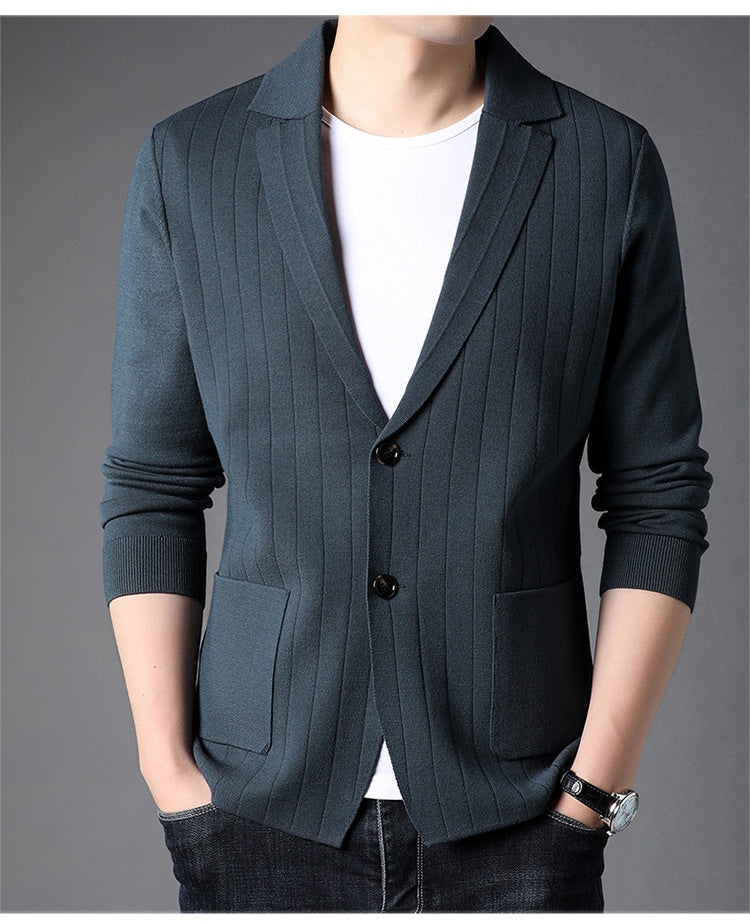 Spring And Autumn Men's Knitted Cardigan Slim Fit Casual Small Suit Coat