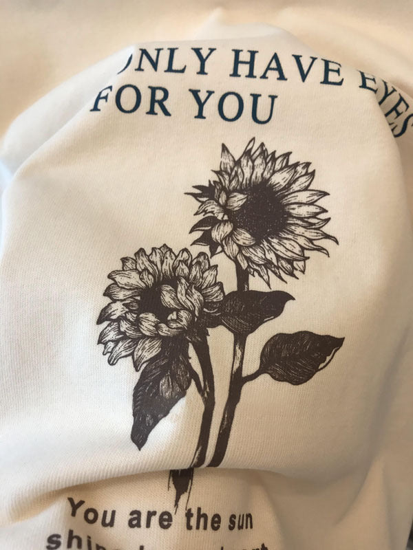 Four-season Cotton Pattern Letter Print Pullover Short Sleeve Women