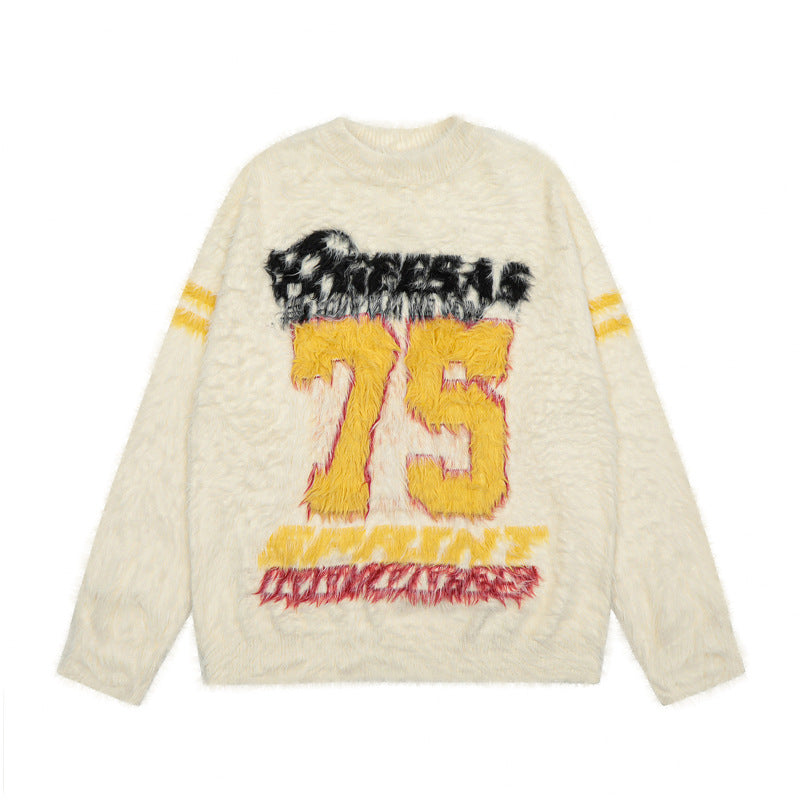 Number Of Letters Contrast Color Sweater Men And Women