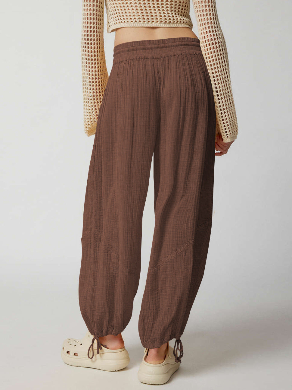 Loose Wide Leg Pants Women Drawstring Leggings Trousers