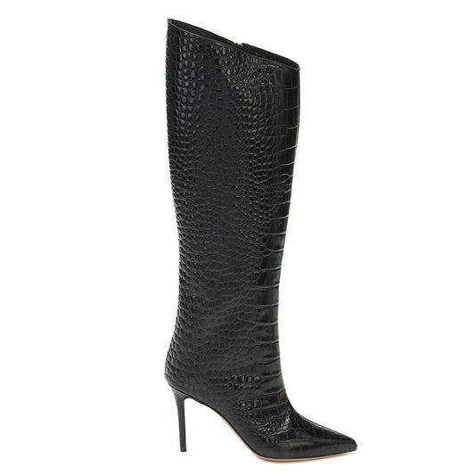 Women's Pointed Toe Stiletto Heel Full Zip Inside Knee Boots
