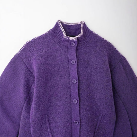 Single-breasted Knitted Cardigan Coat For Women