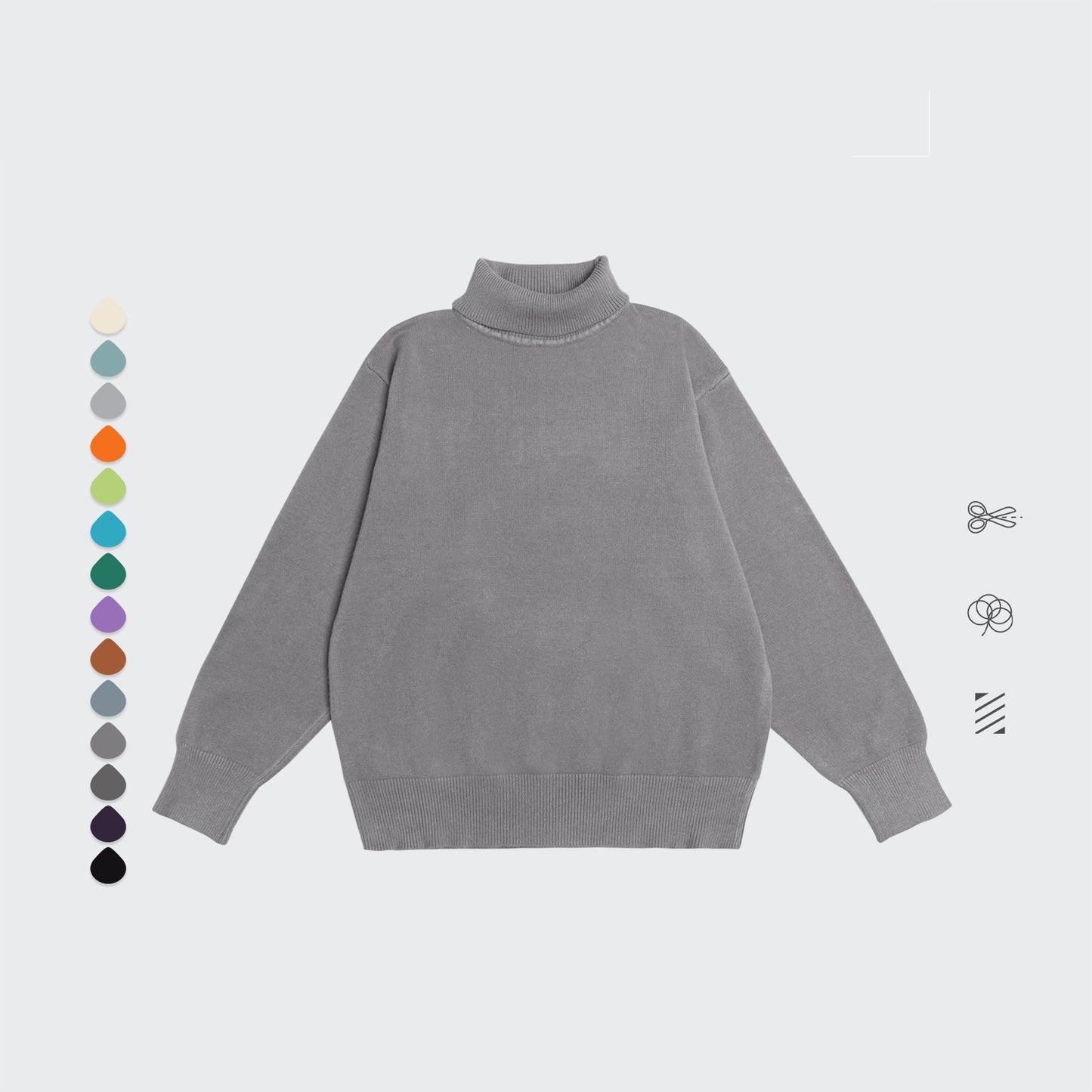 Core Spun Loose High Neck Sweater Solid Color Knitwear