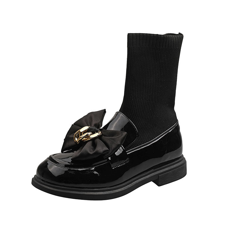 Women's Knitted Fleece Bow Platform Boots