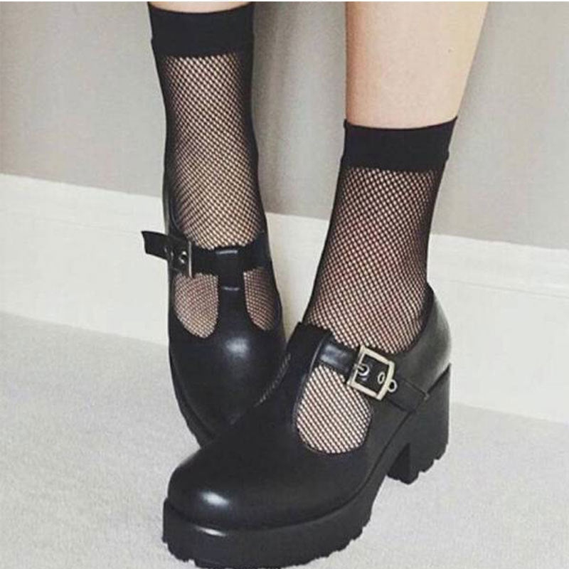 Fashion Fishnet Encrypted Medium And Short Tube Big Eye Socks