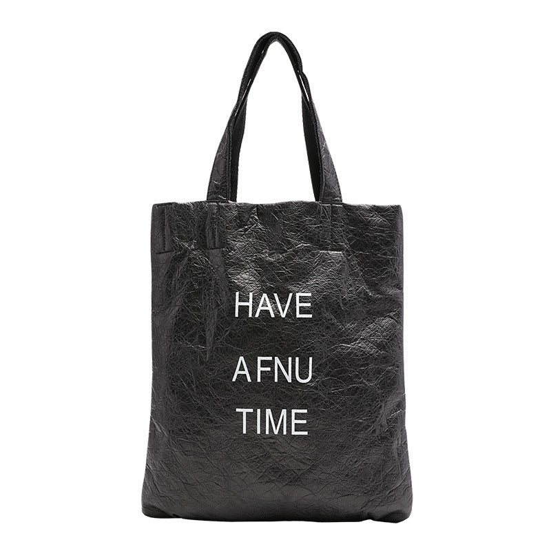 Simple Vintage Washed Kraft Tote Bag Women