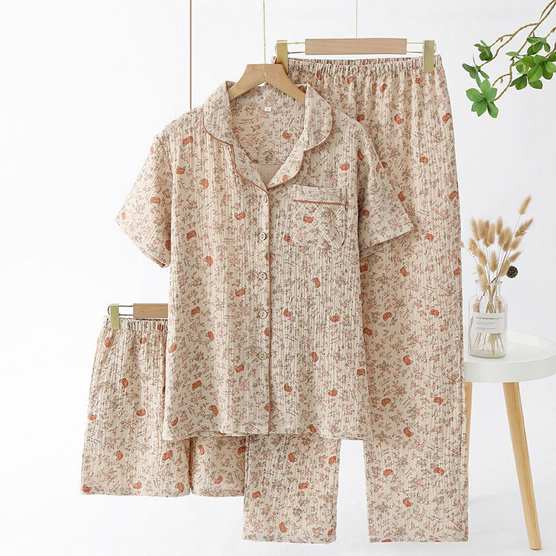 Women's Crepe Cotton Yarn Fashion Three-piece Set