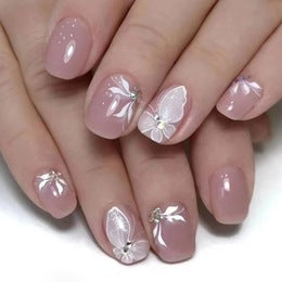 Nail Art High Fashion Simple Rhinestone Butterfly Flower Cow Wear Nail 24 Pieces