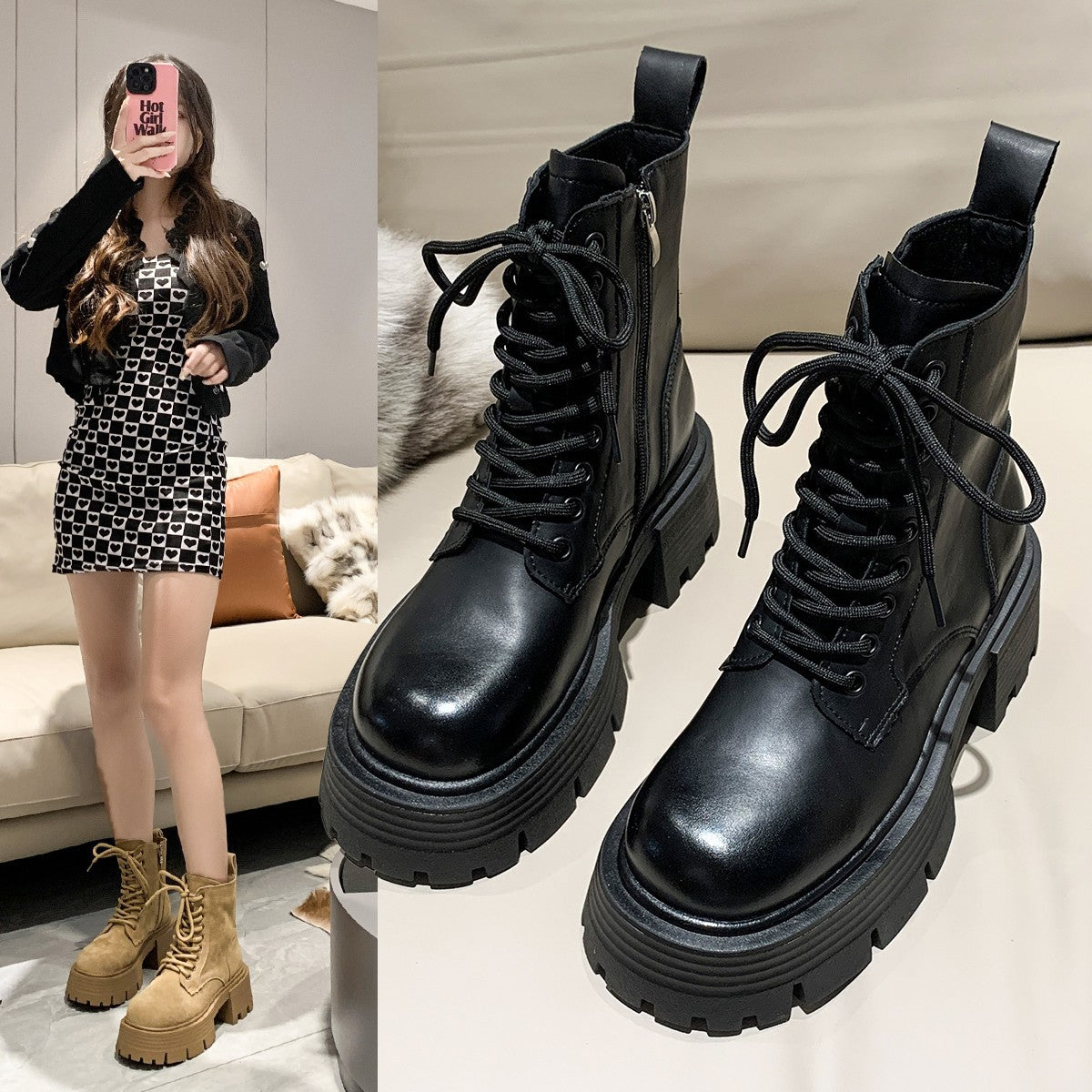 Heightened Muffin Booties British Style Super High Heels