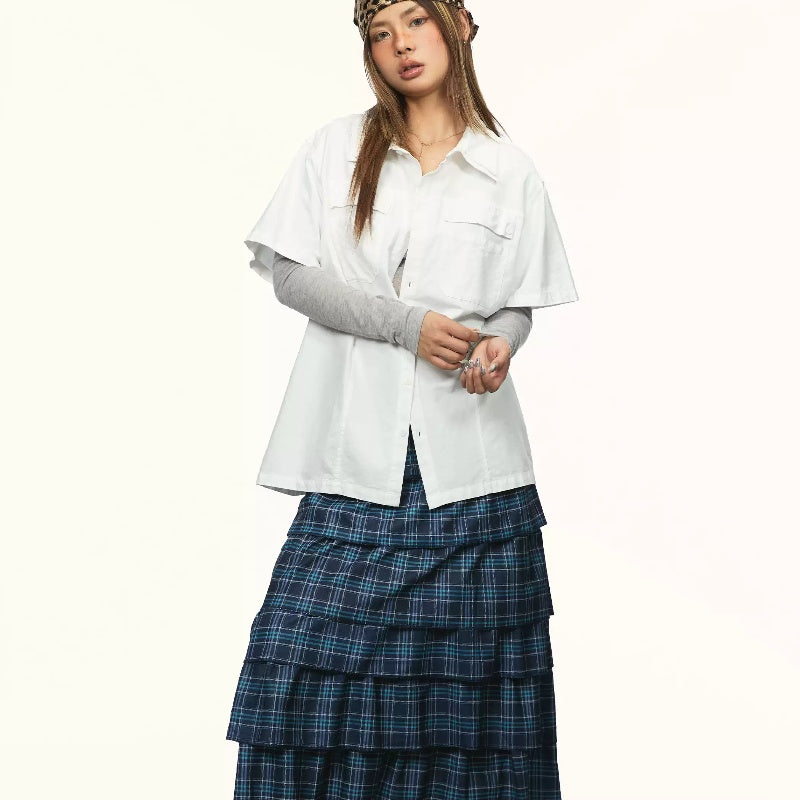 Lapel Multi-pocket Short-sleeved Shirt For Women Summer New Casual