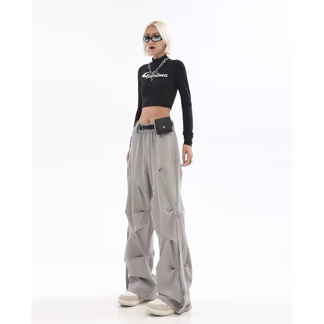 Women's Fashion Vintage Crumpled Straight Casual Pants