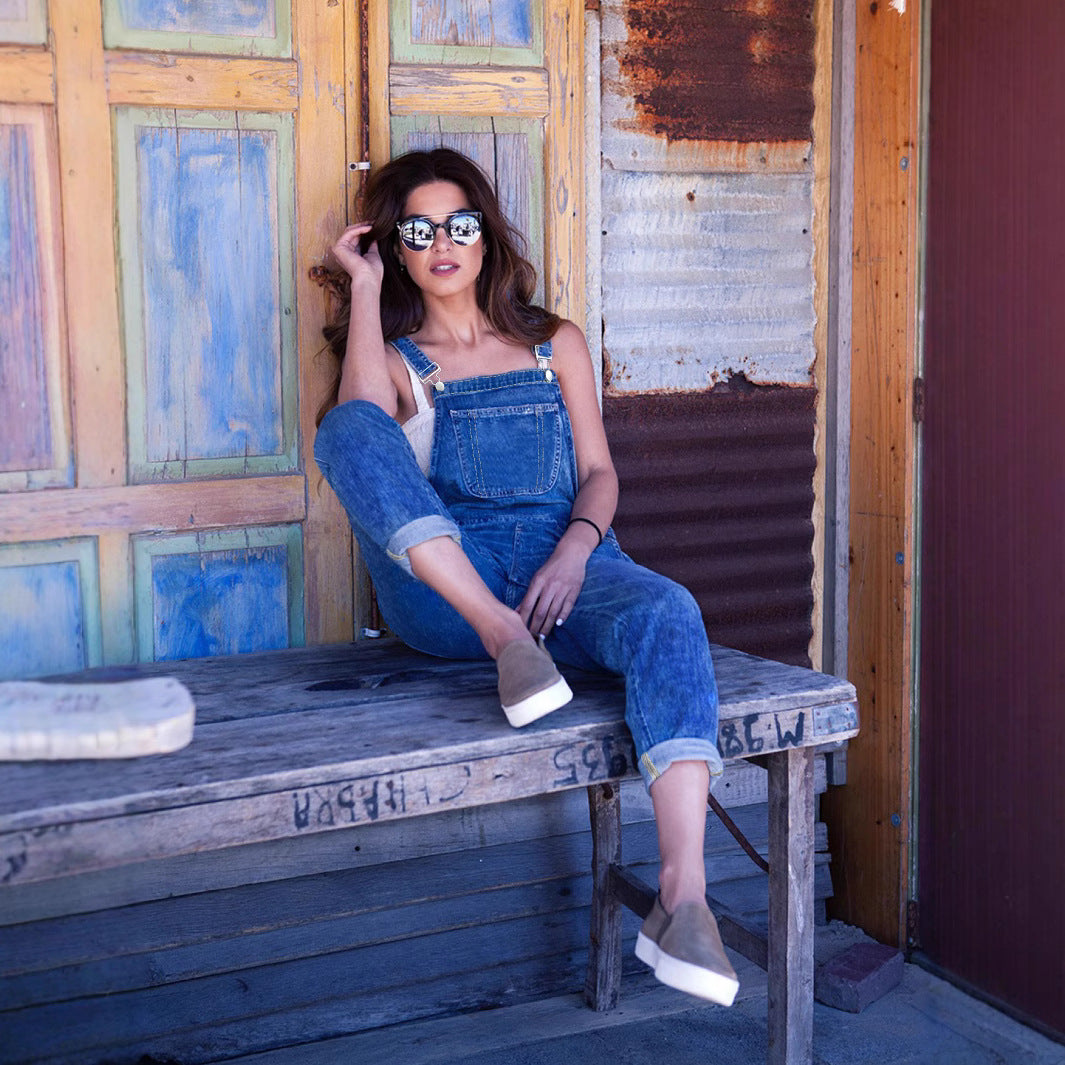 Women's Classic Loose-fit Denim Overalls