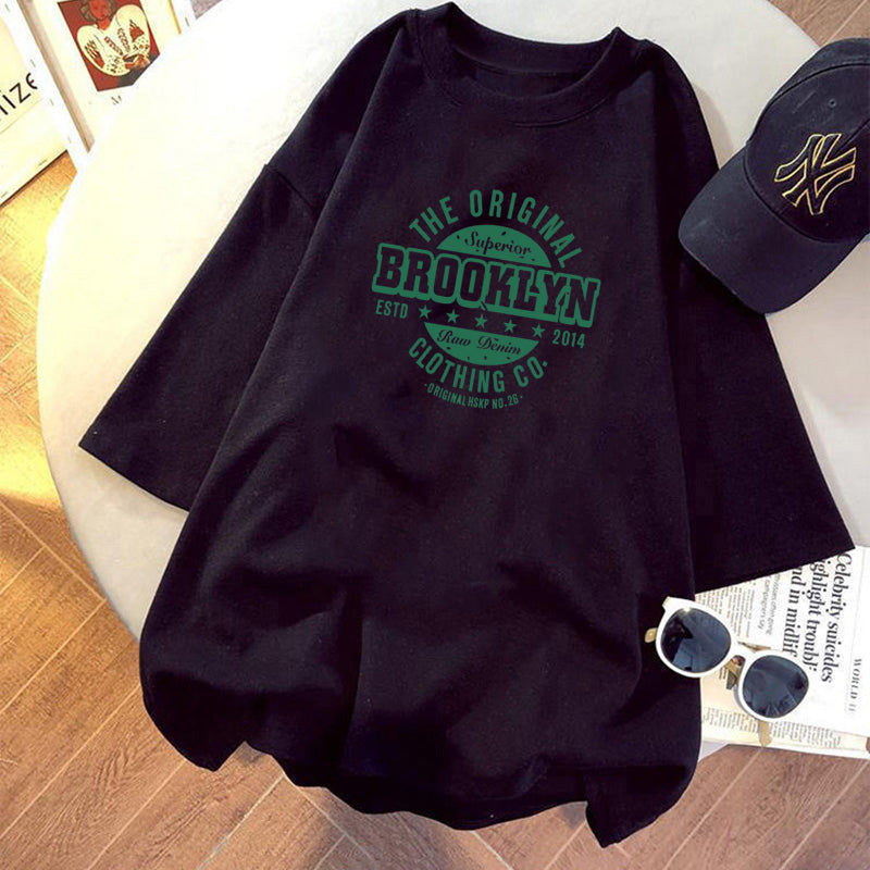 Summer Korean Style Mid-length Loose All-match Short Sleeves