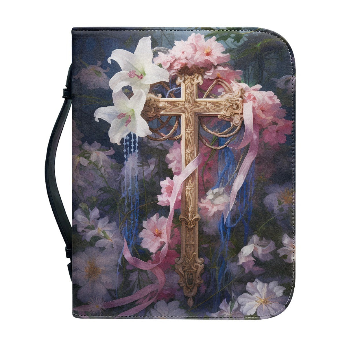 Portable Printing Book Protection Storage Holy Book Cross Sunflower Handbag