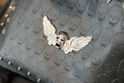 Ghost Head Skull Shoulder File Bag Rivets