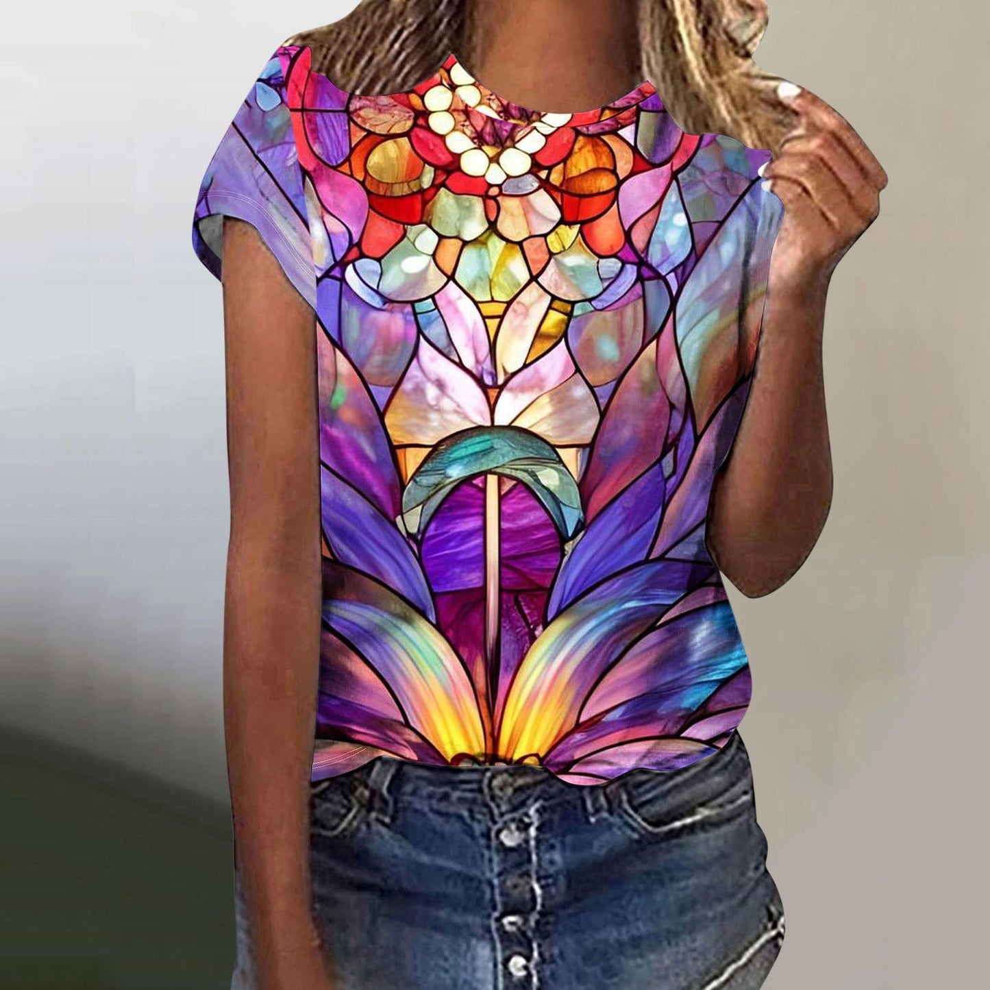 Digital Printing Butterfly Short Sleeve