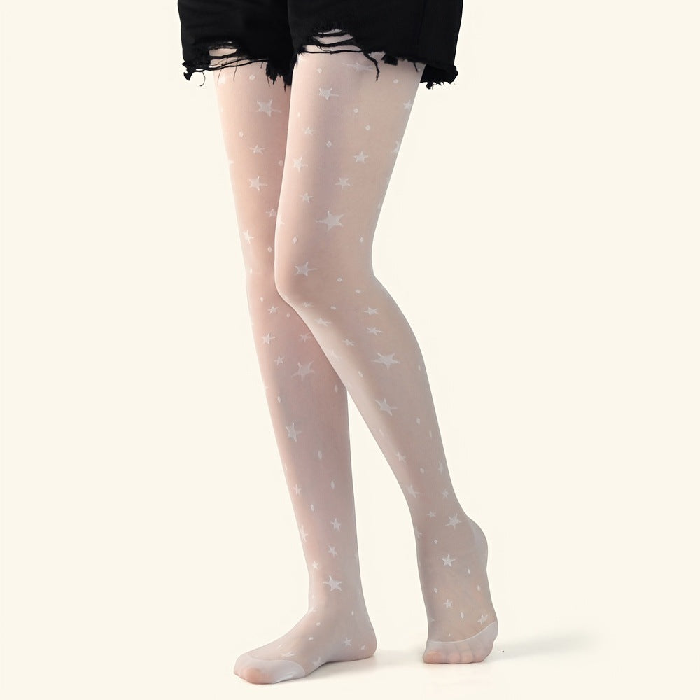 Polka Dot Star Jacquard Women's Pantyhose