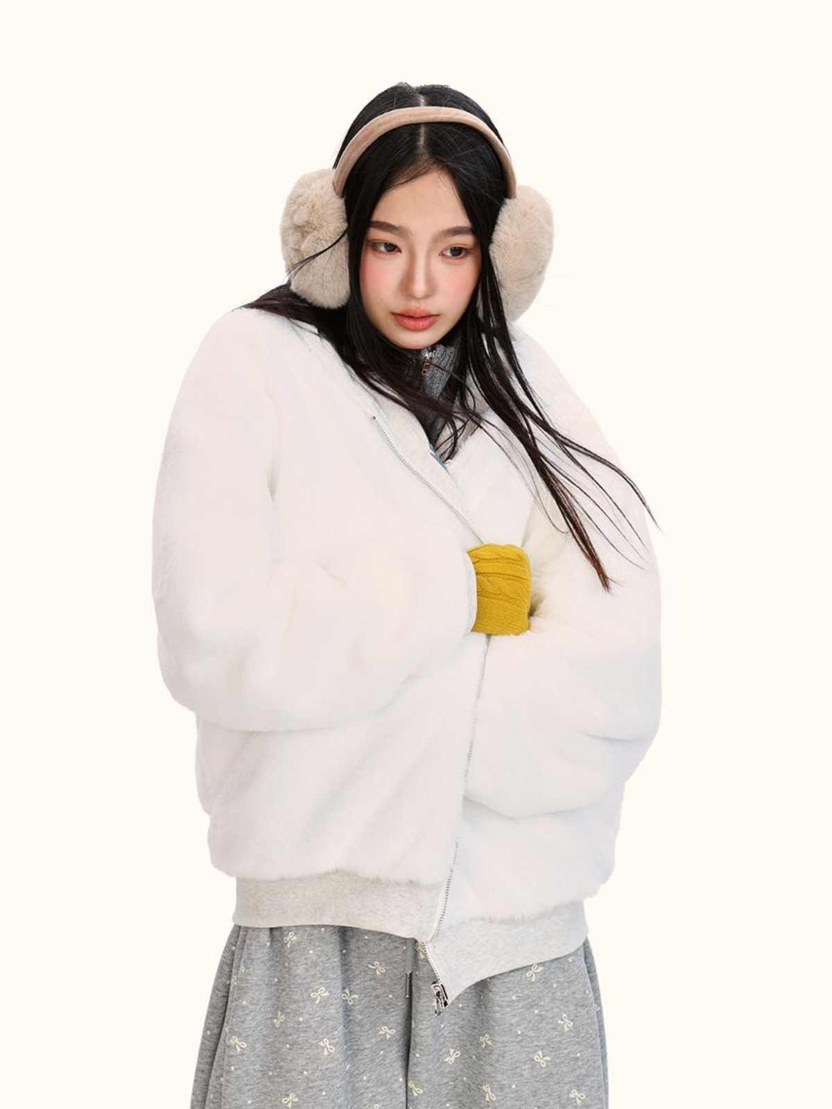 Løs dobbeltsidet fløjlspolstret tyk sweater