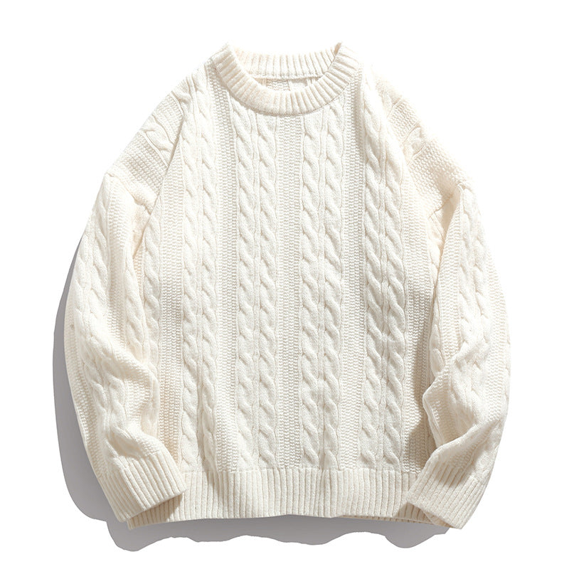 Rundhalset Løs Snoet Sweater til Herre – Par