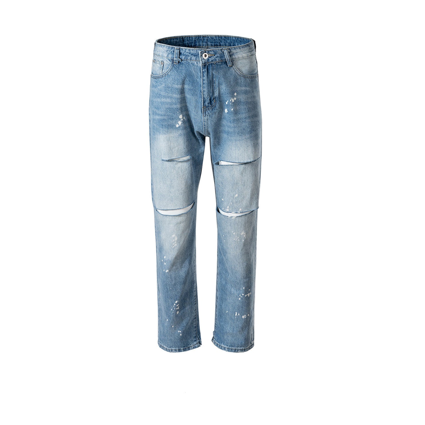 Ripped Trousers Men's And Women's Same Small Slit Paint Splashed Jeans