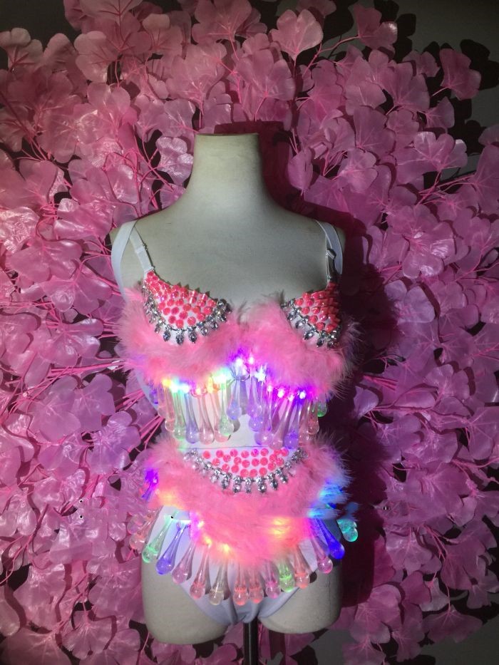 LED Luminescent Flower Leaf Wing Performance Suit
