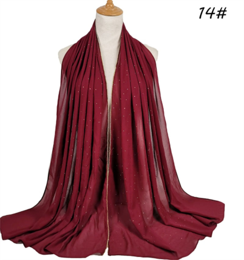 Summer Chiffon 70X180cm Pearl Beaded Scarf