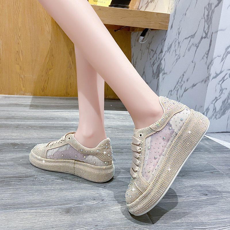 New Style Rhinestone Lace-up Breathable Casual Sneakers