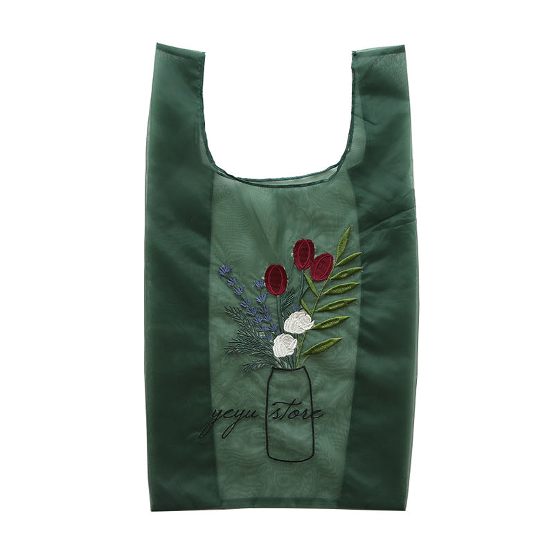 Transparent Handbag Mesh Embroidery Women