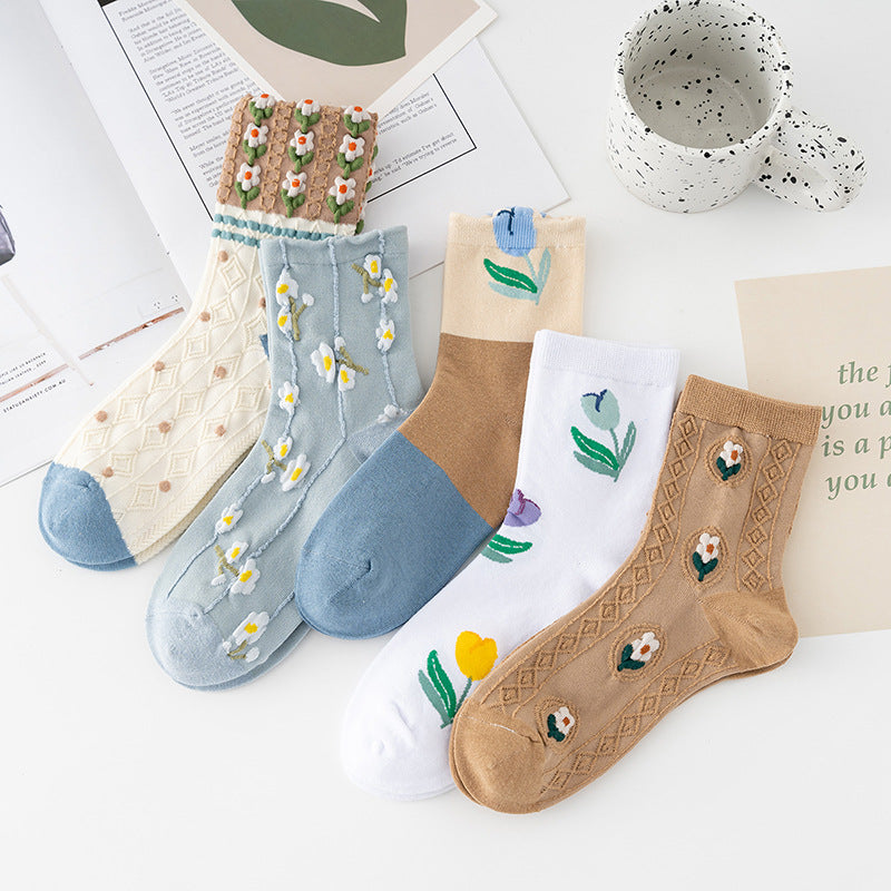 Autumn Women's Morandi Mid-calf Color Matching Socks