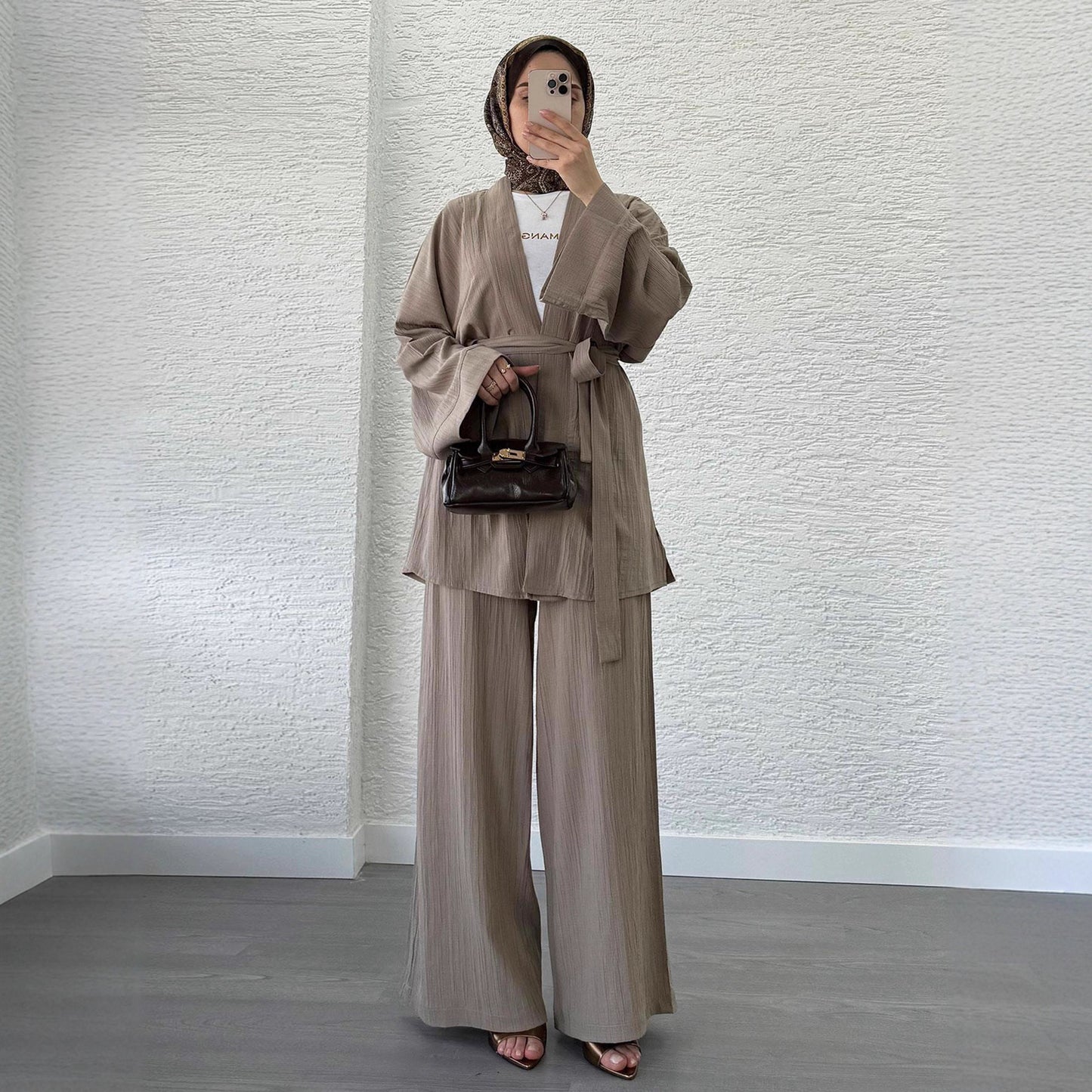Womens Casual, Loose-fitting Cardigan And Wide-leg Pants Set