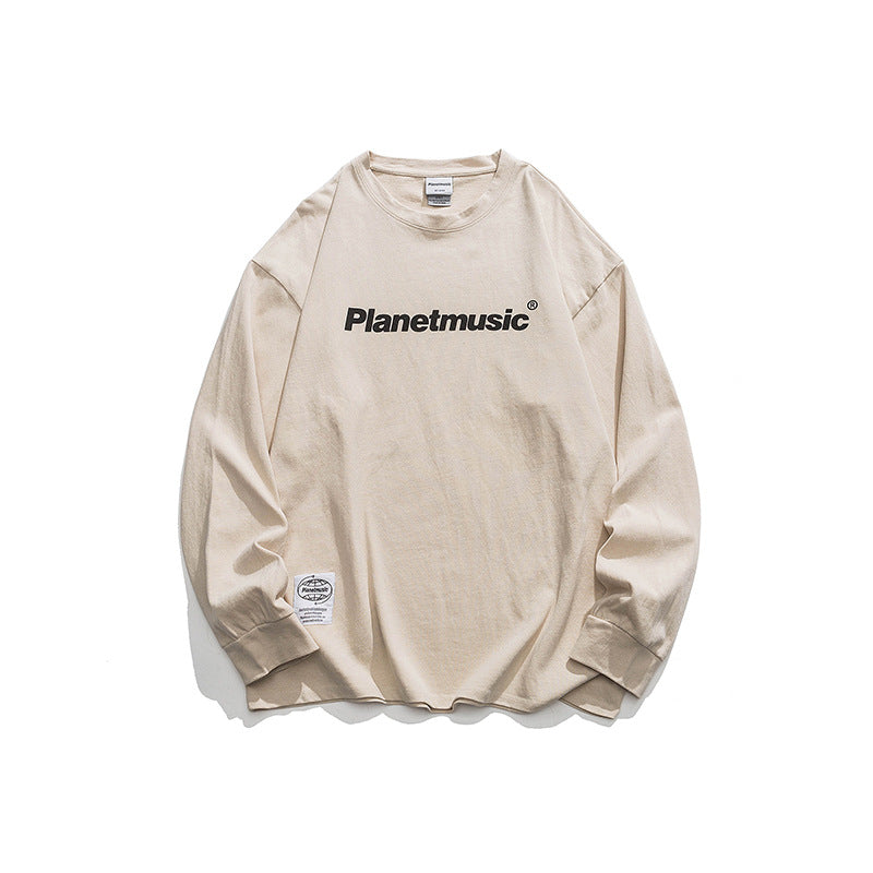 Men's Solid Color Letter Print Long Sleeve