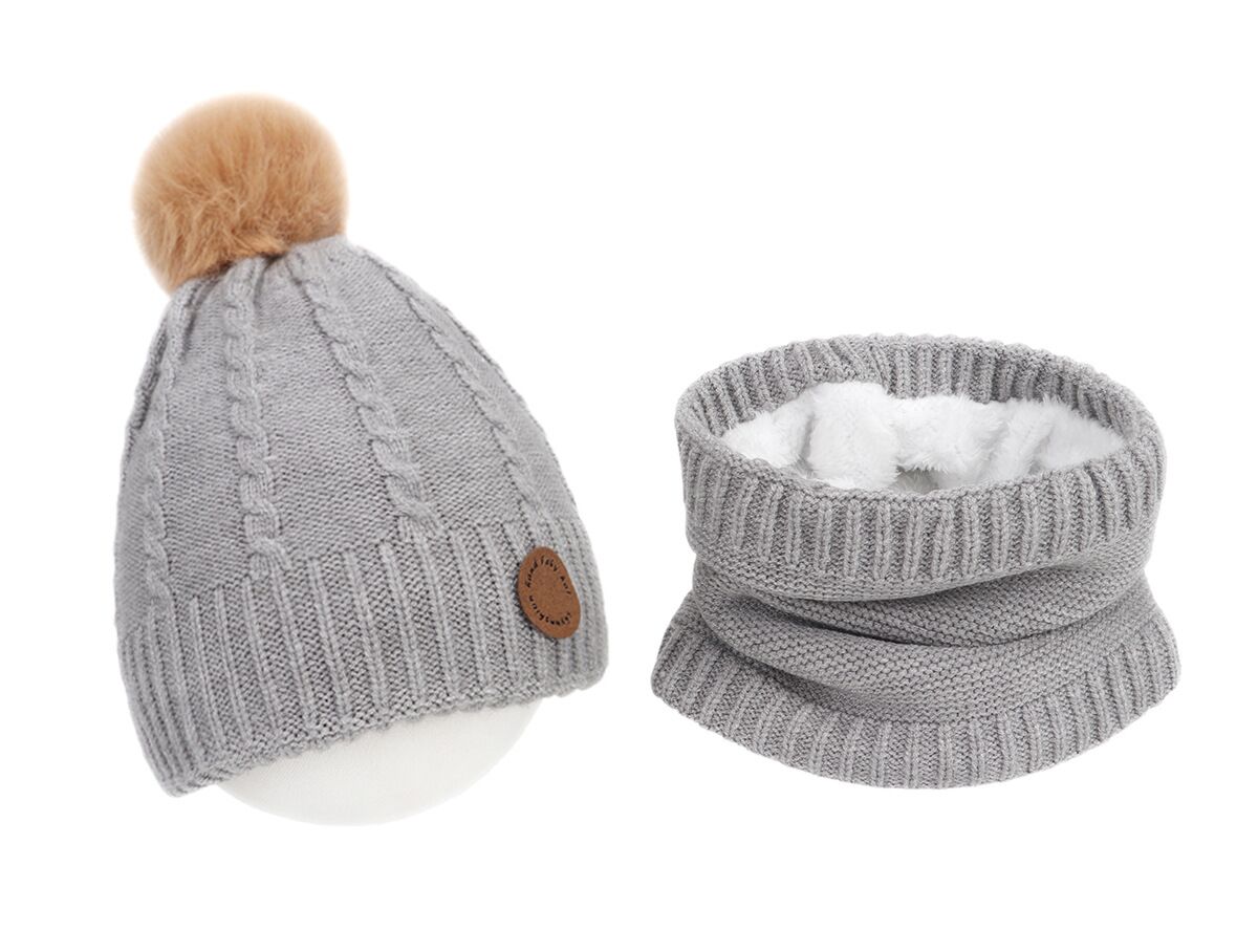 Children's Knitted Hat And Scarf Two-piece Autumn And Winter Fleece